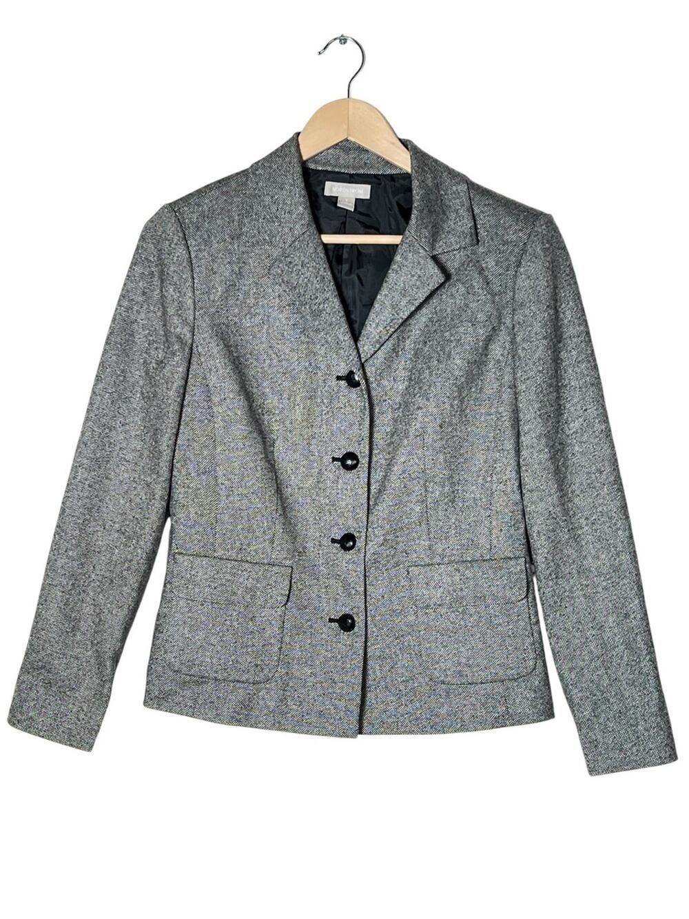 Nordstrom Classic Wool Blend Women's Gray Blazer Suit Jacket size 4 B124